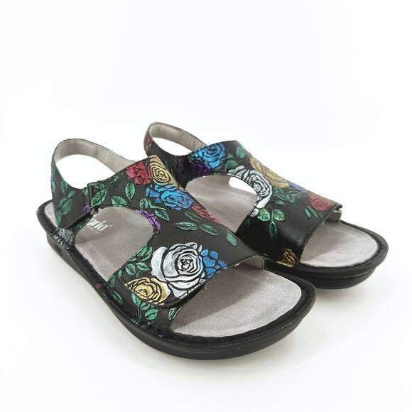 Alegria Womens Viki Sandals Size 41/10.5 Leather Comfort Arch Support Floral - Picture 2 of 9